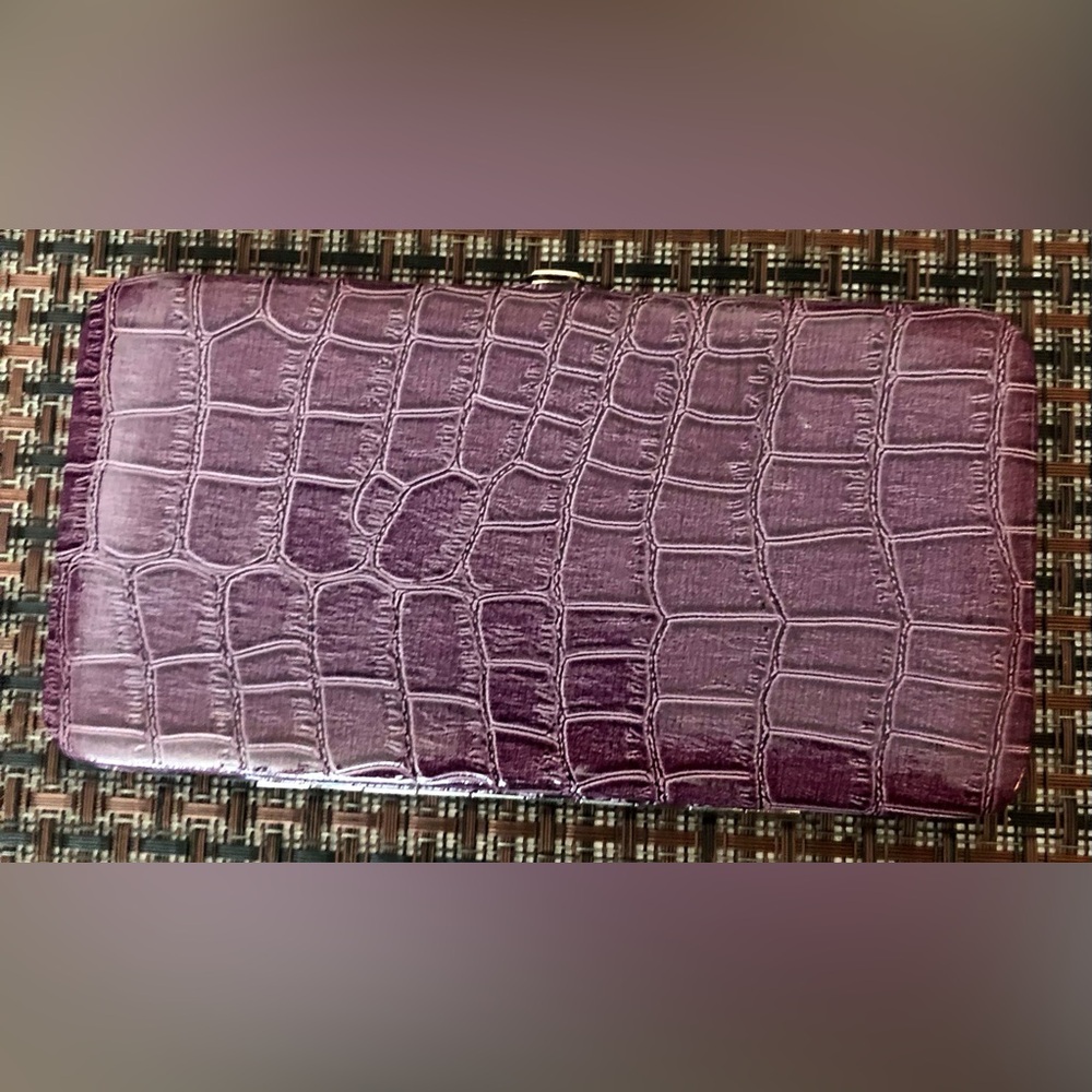Croc-Embossed Purple Clutch Wallet